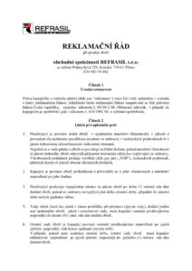 thumbnail of Refrasil – Reklamační řád